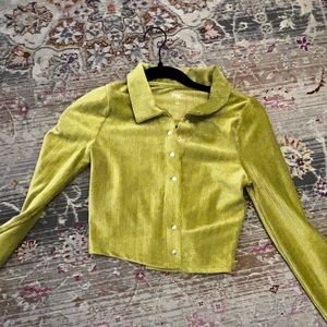 Pacsun Velvet cropped button up top